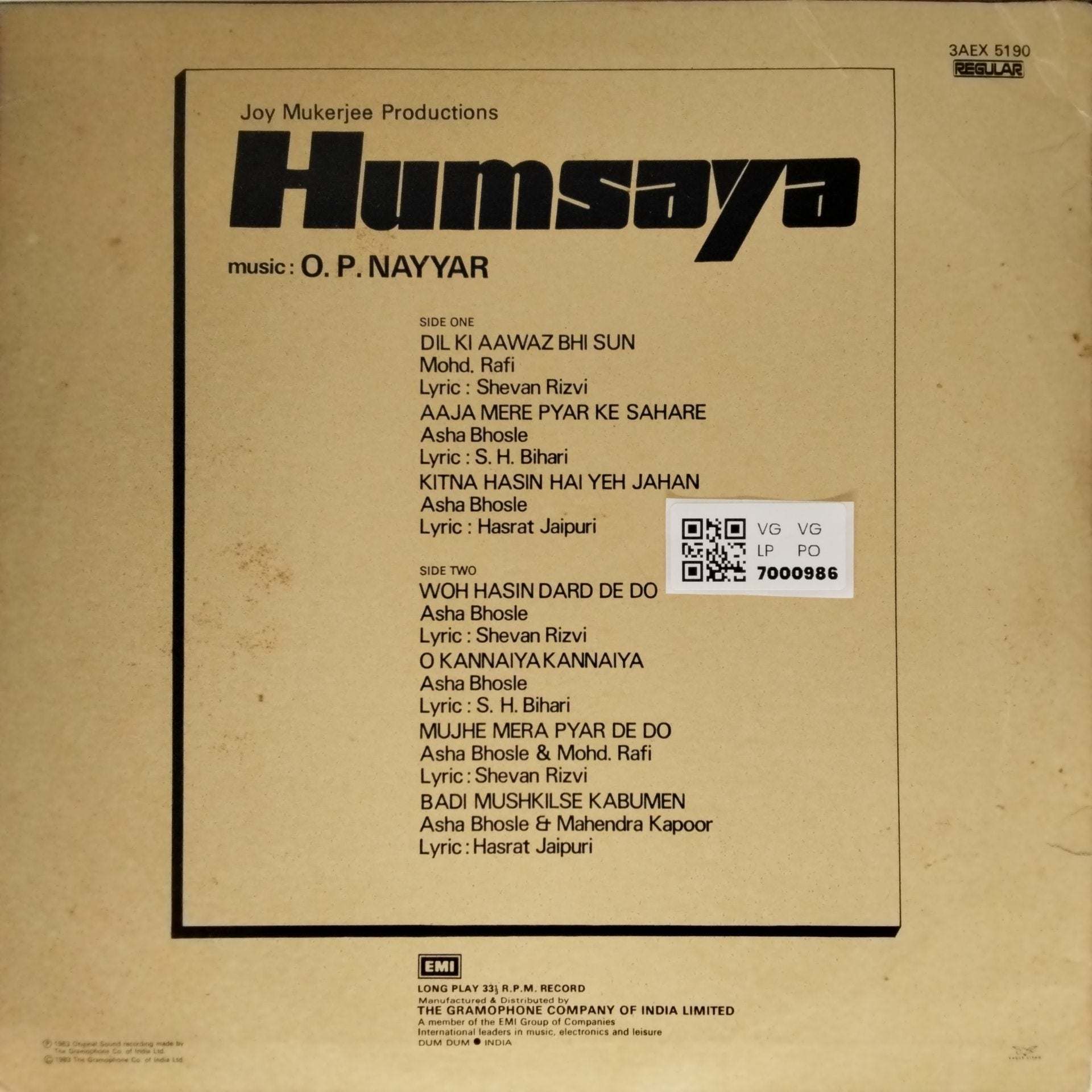 O.P. Nayyar - Humsaya (Vinyl)