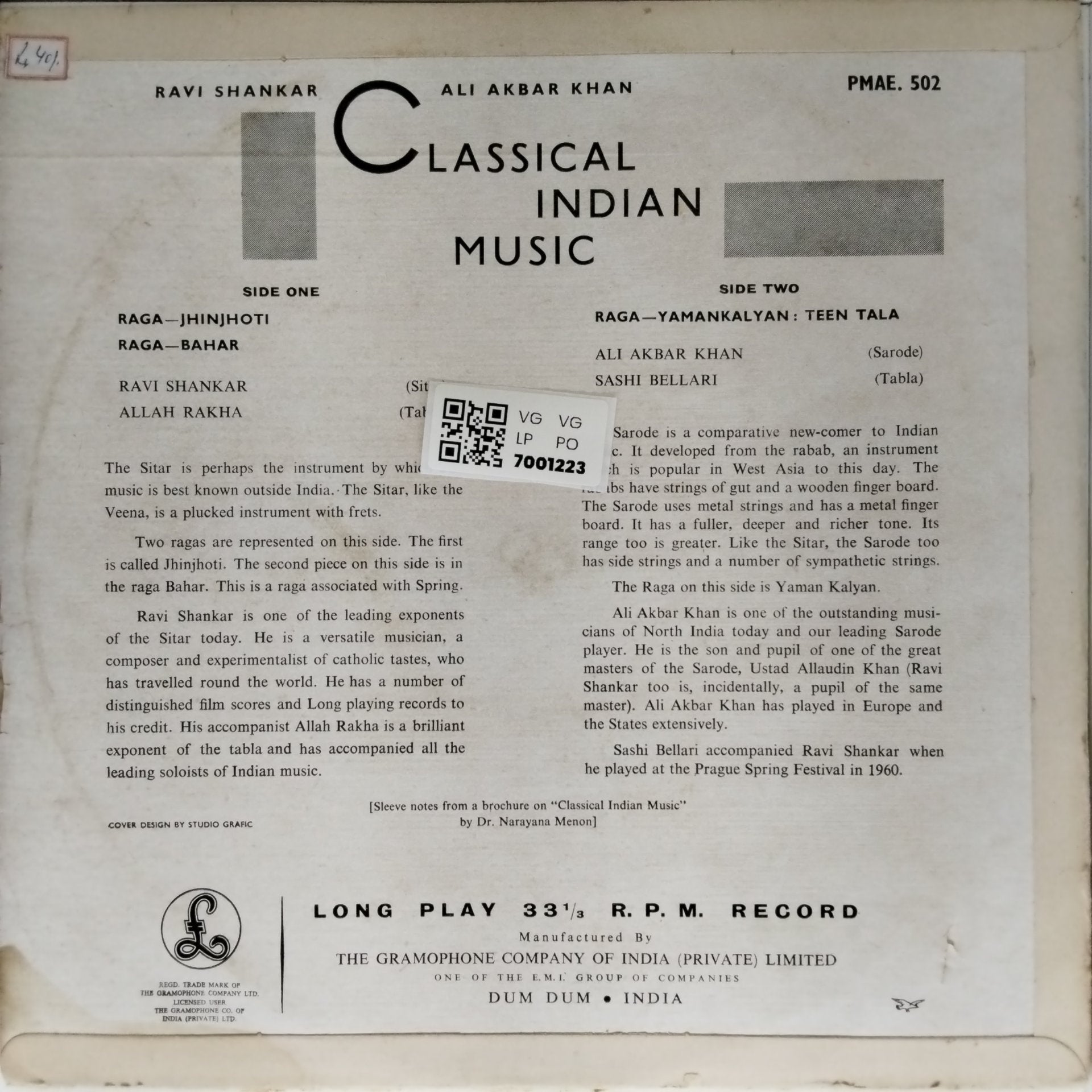 Ravi Shankar, Ali Akbar Khan - Classical Indian Music (Vinyl)