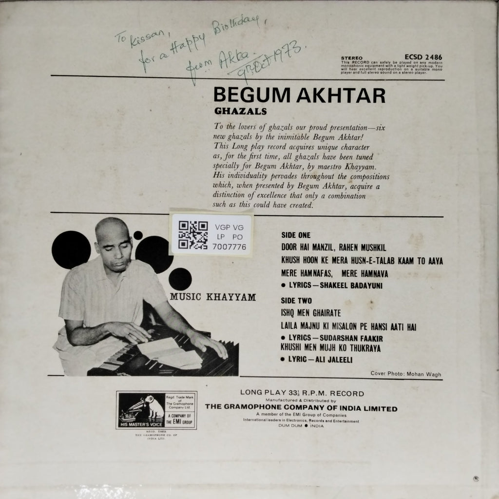 Begum Akhtar, Khayyam - Ghazals (Vinyl)