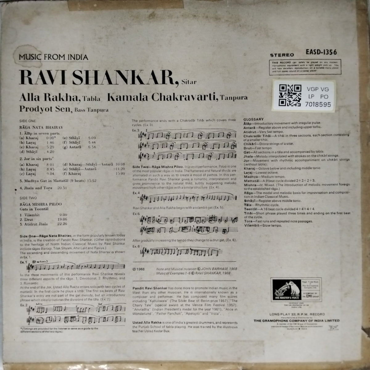 Ravi Shankar - Rāga 'Nat Bhairav' · Rāga 'Mishra Piloo' (Vinyl)