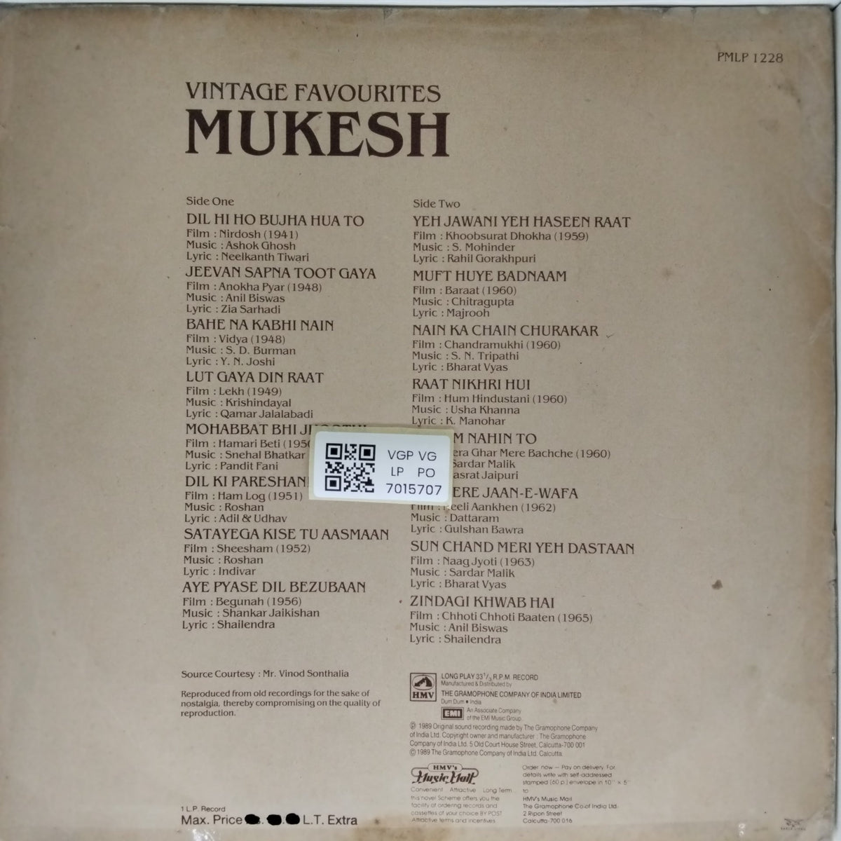 Mukesh - Vintage Favourites (Vinyl)