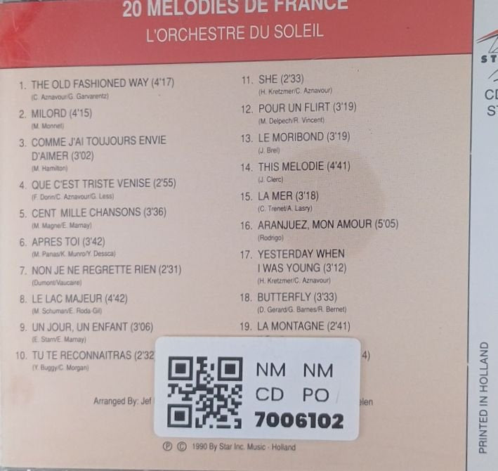 L'Orchestre Du Soleil - 20 Melodies De France (CD)
