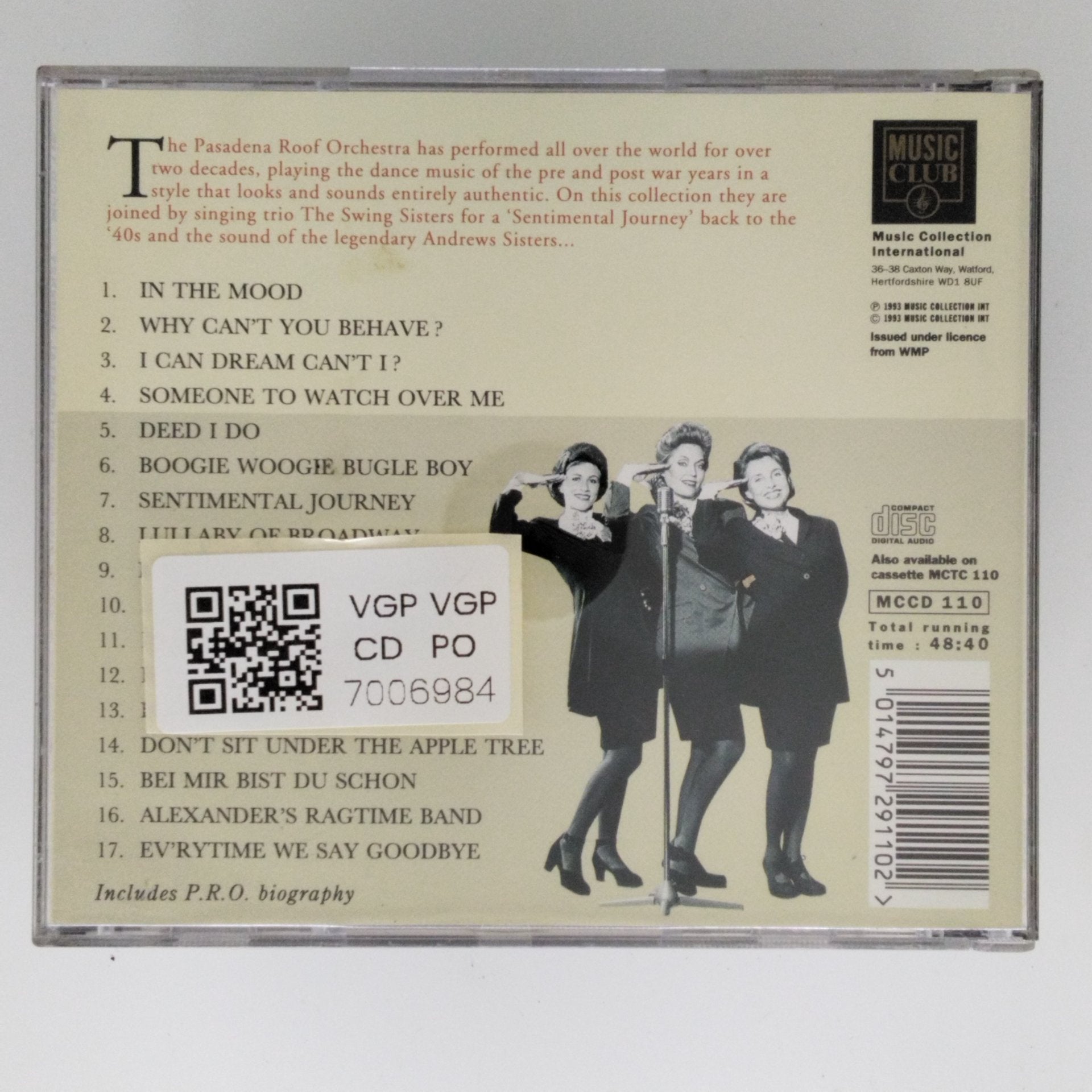 The Pasadena Roof Orchestra, The Swing Sisters - Sentimental Journey (CD)