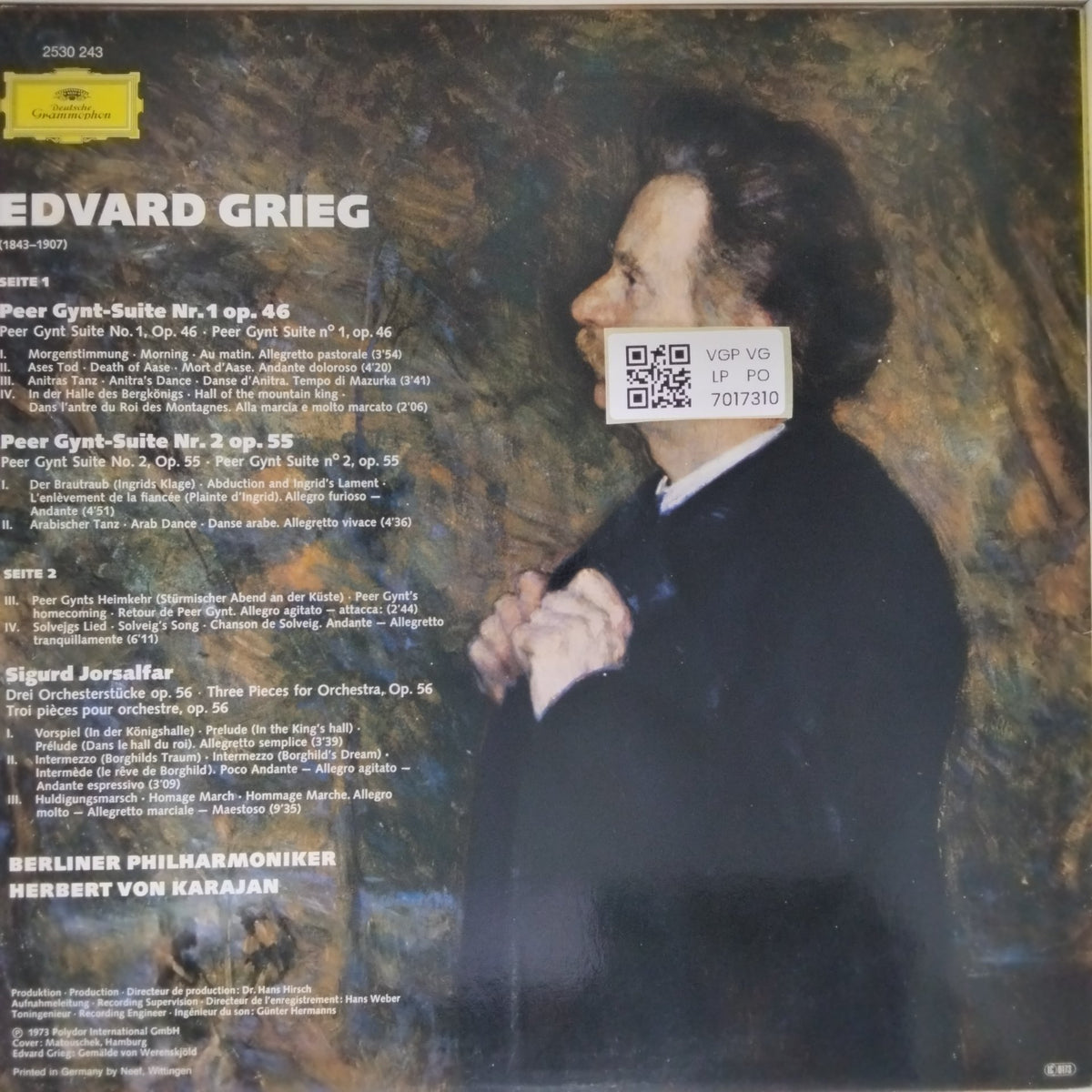 Edvard Grieg, Berliner Philharmoniker, Herbert von Karajan - Peer Gynt-Suiten 1 & 2 • Sigurd Jorsalfar (Vinyl)