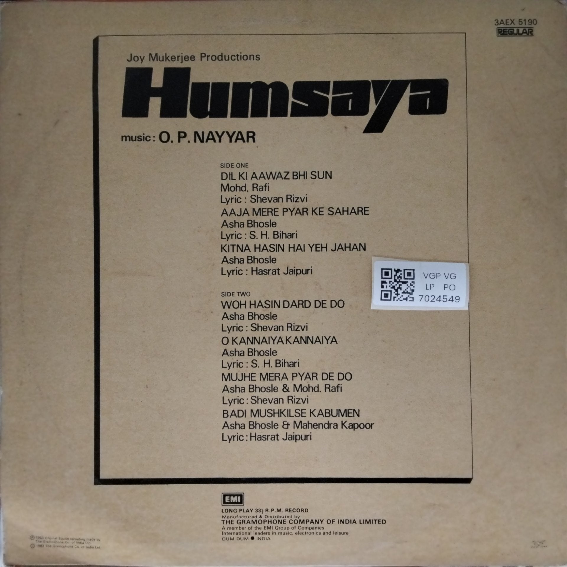 O. P. Nayyar - Humsaya (Vinyl)