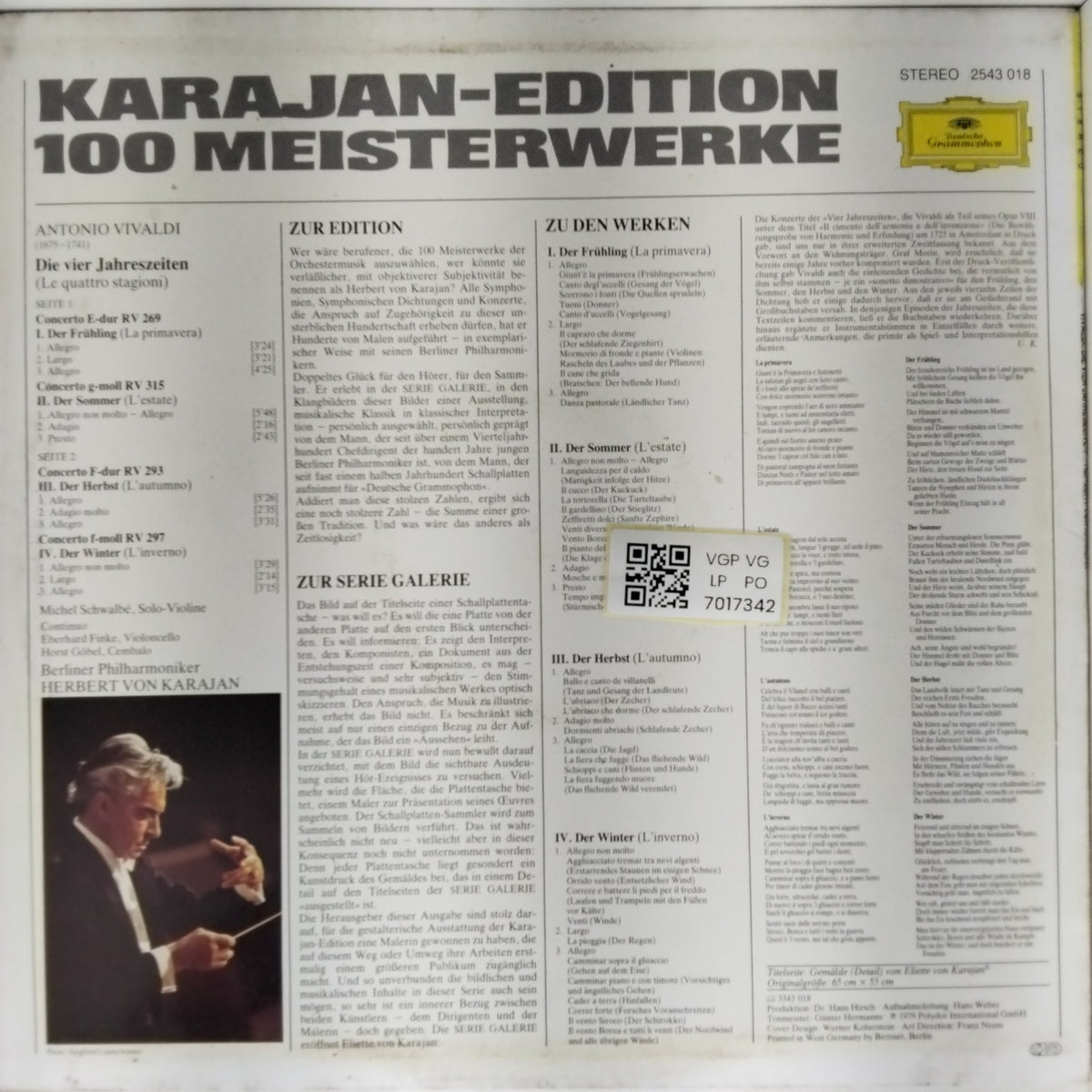 Michel Schwalbé, Berliner Philharmoniker, Herbert von Karajan - Vivaldi: Die vier Jahreszeiten (Vinyl)