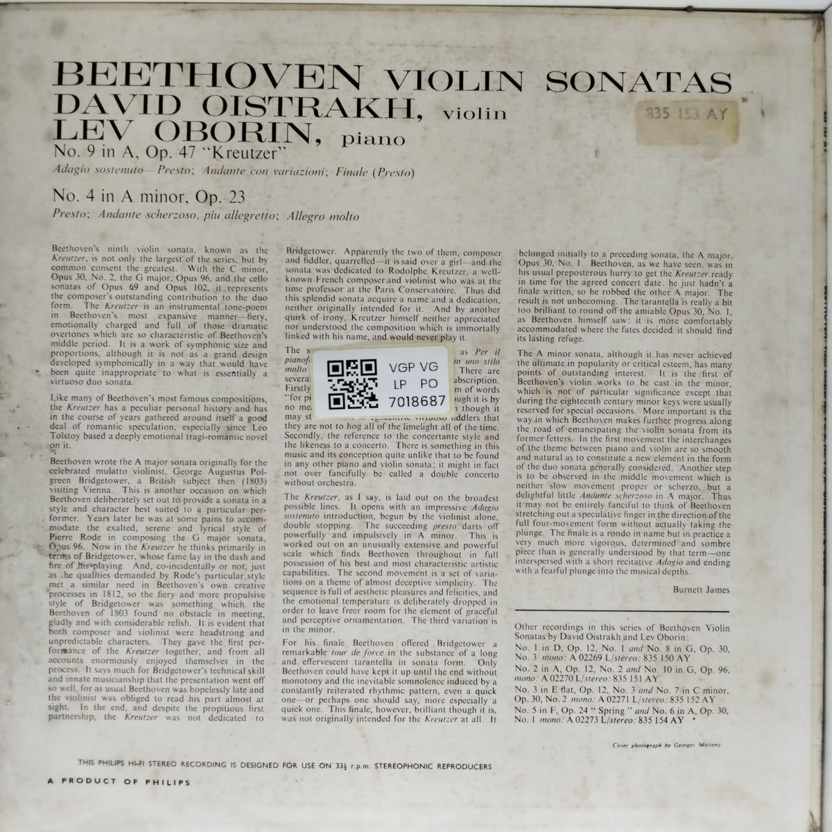 David Oistrakh, Lev Oborin - Beethoven Violin Sonatas (Vinyl)