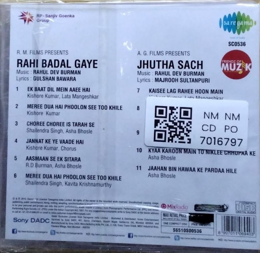 Rahul Dev Burman - Rahi Badal Gaye / Jhutha Sach (CD)