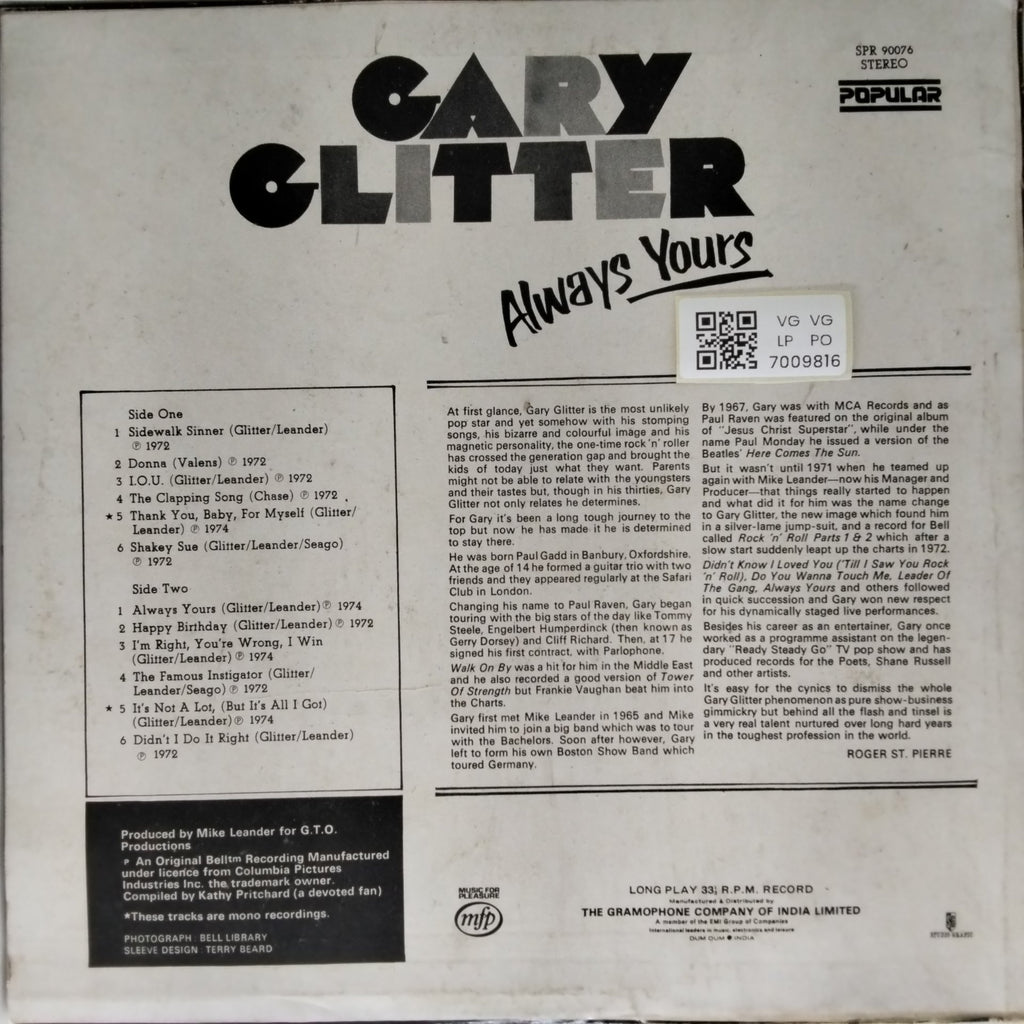 Gary Glitter - Always Yours (Vinyl)