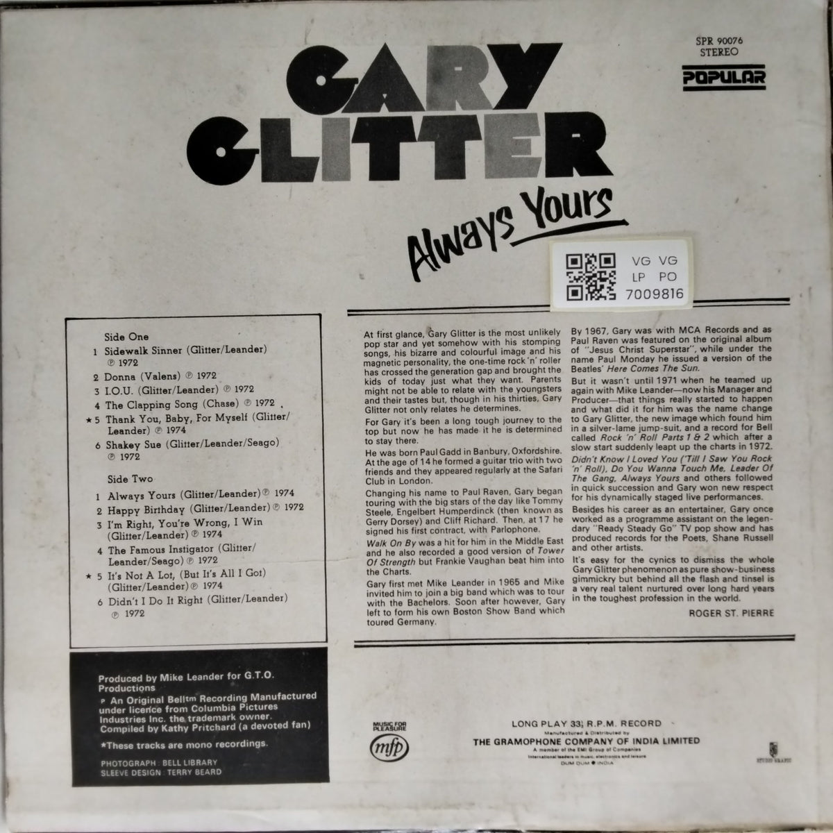 Gary Glitter - Always Yours (Vinyl)