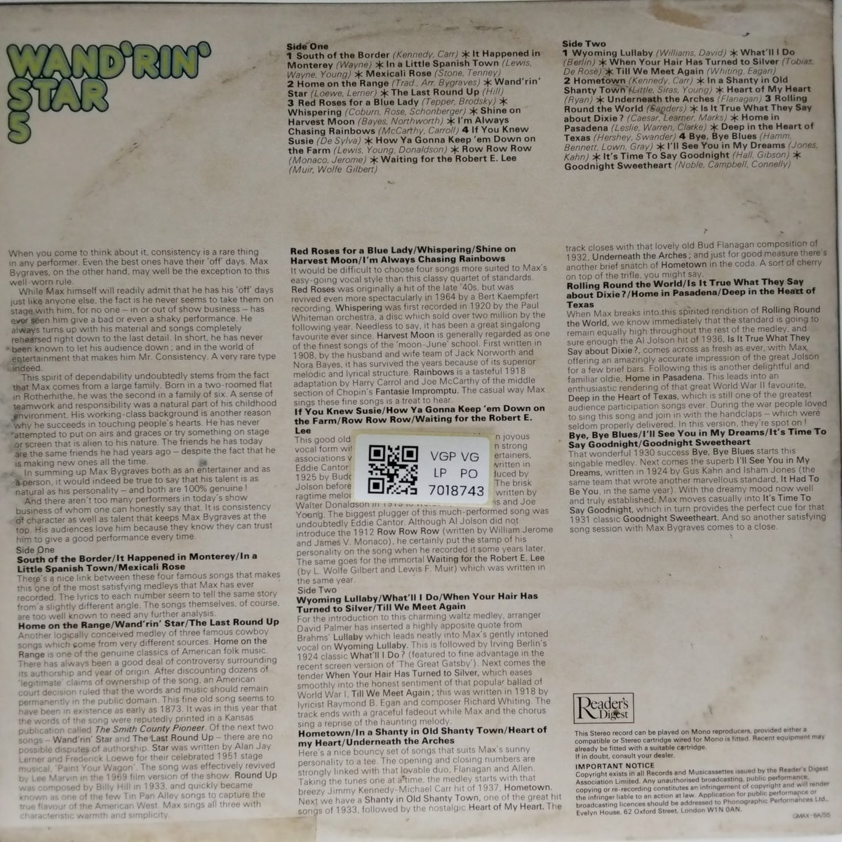 Max Bygraves - Wand'rin' Star (Vinyl)