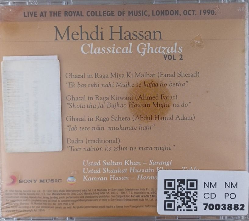 Mehdi Hassan - Classical Ghazals Vol 2 (CD)