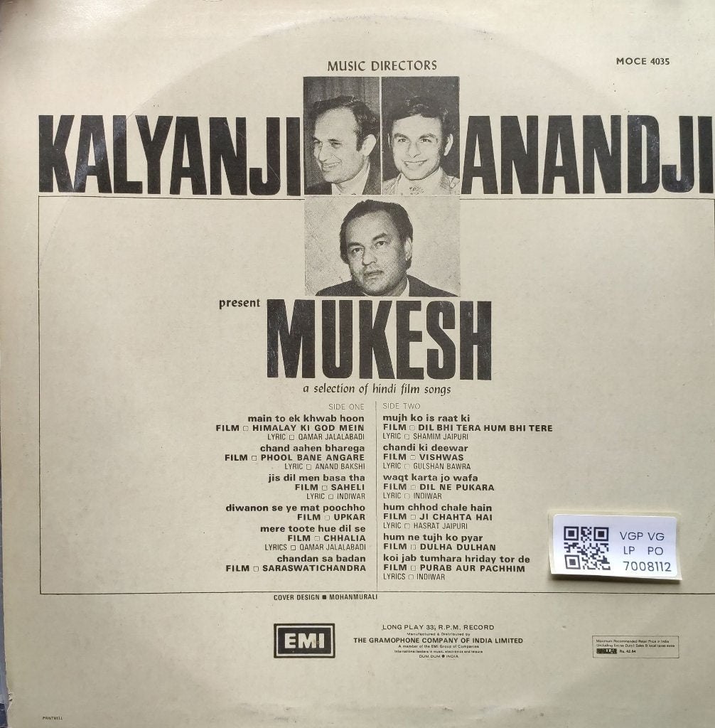 Kalyanji Anandji, Mukesh - Mukesh (Vinyl)