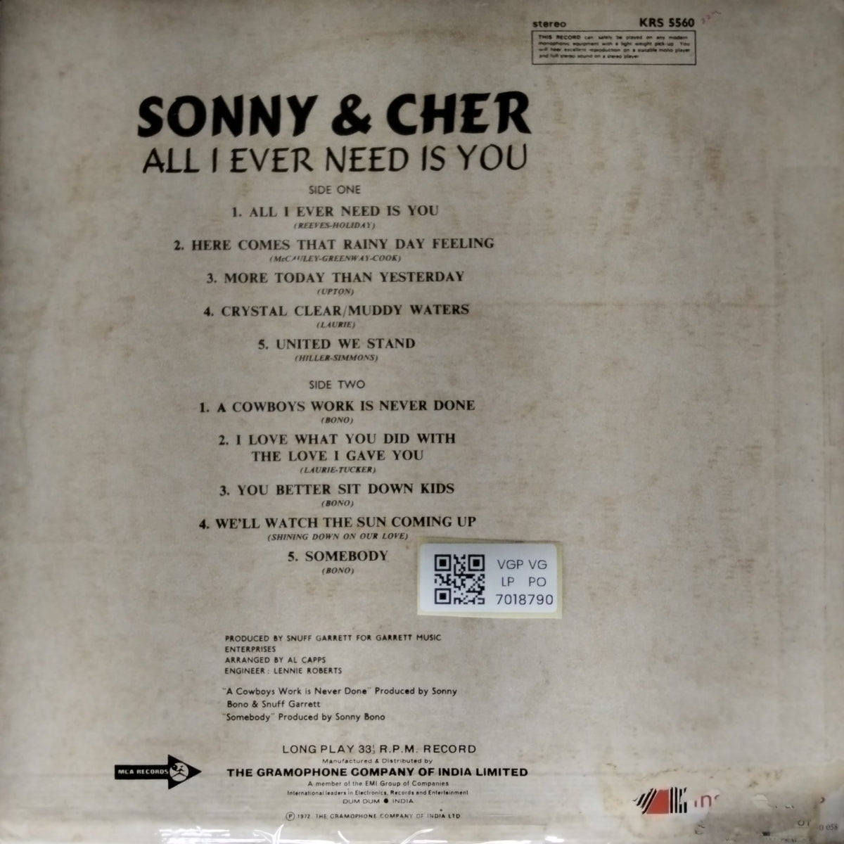 Sonny & Cher - All I Ever Need Is You (Vinyl)