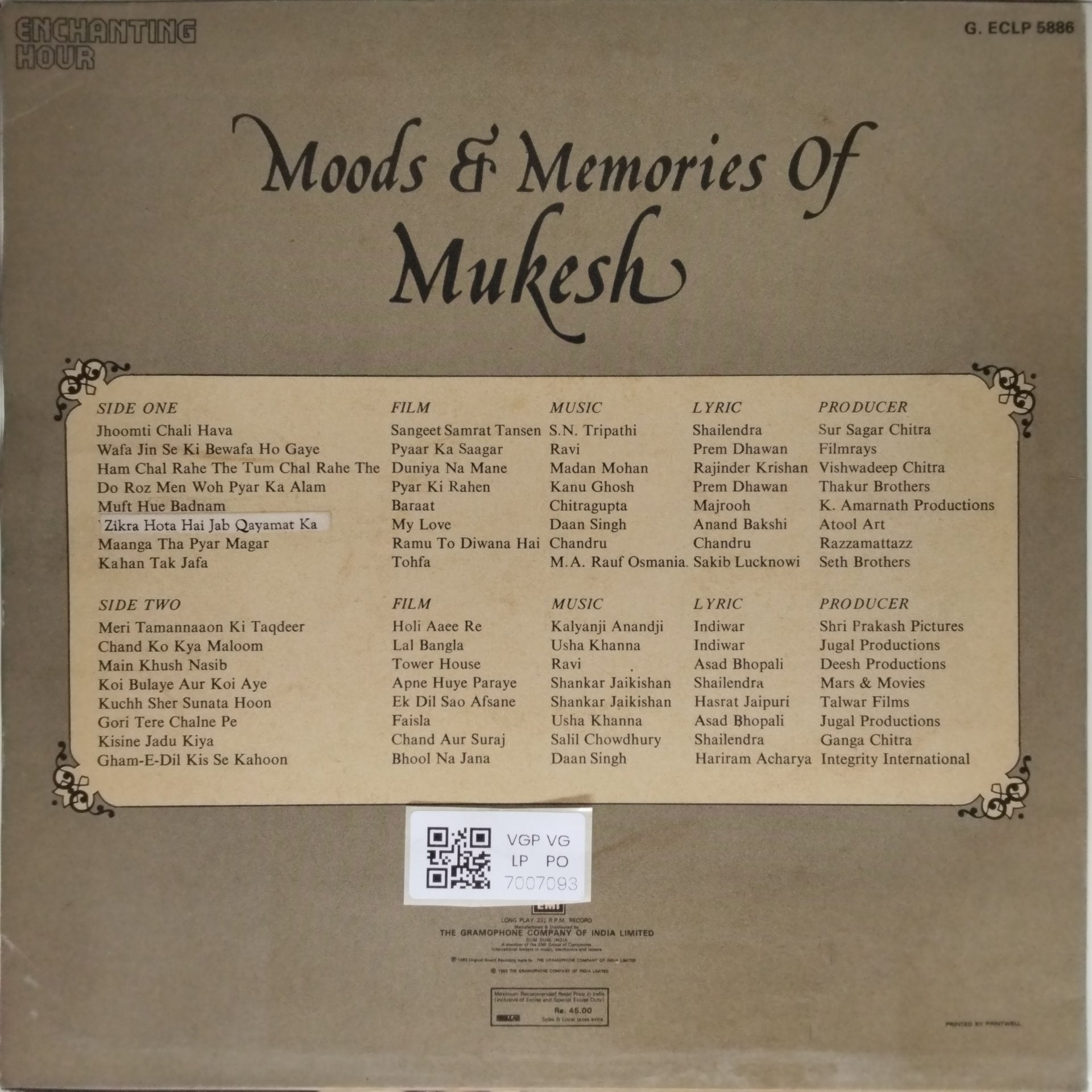 Various - Moods & Memories Of Mukesh (Vinyl)