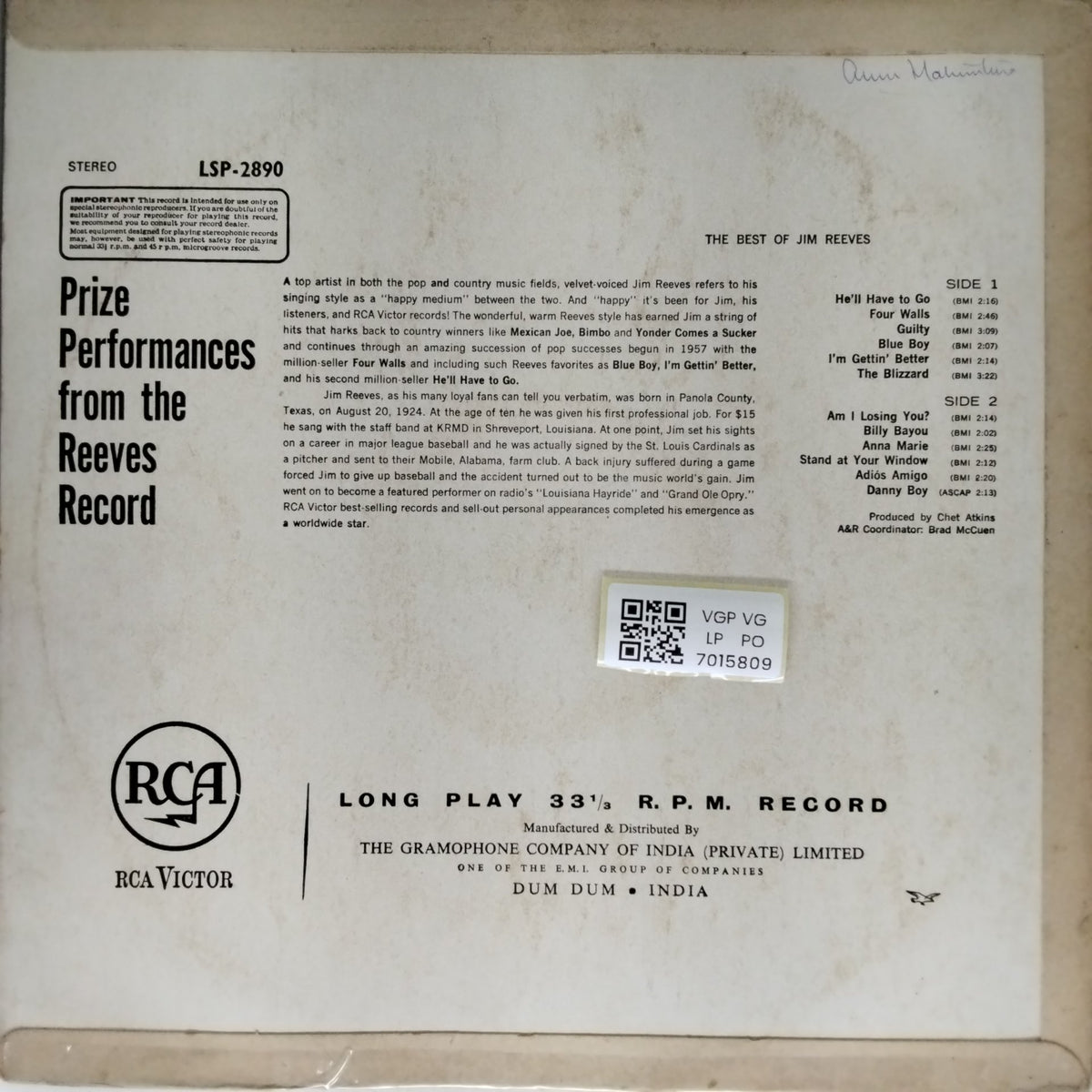 Jim Reeves - The Best of Jim Reeves (Vinyl)