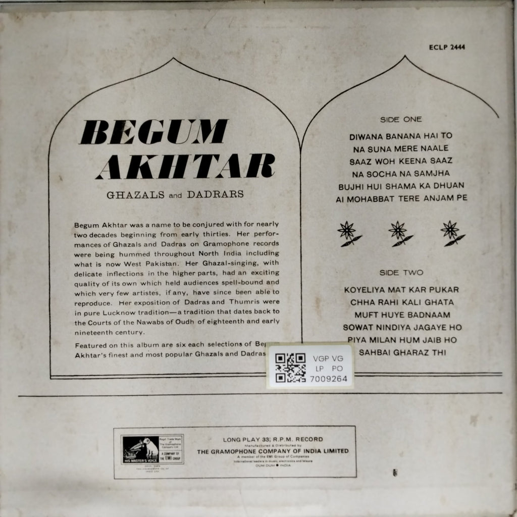 Begum Akhtar - Ghazals and Dadras (Vinyl)