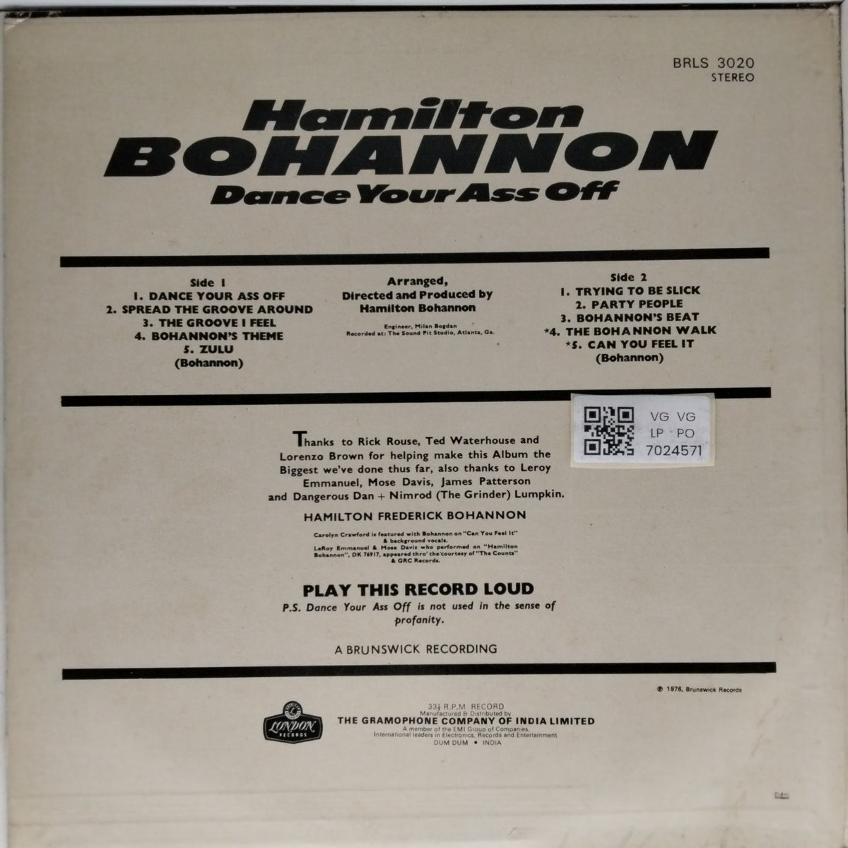 Hamilton Bohannon - Dance Your Ass Off (Vinyl)