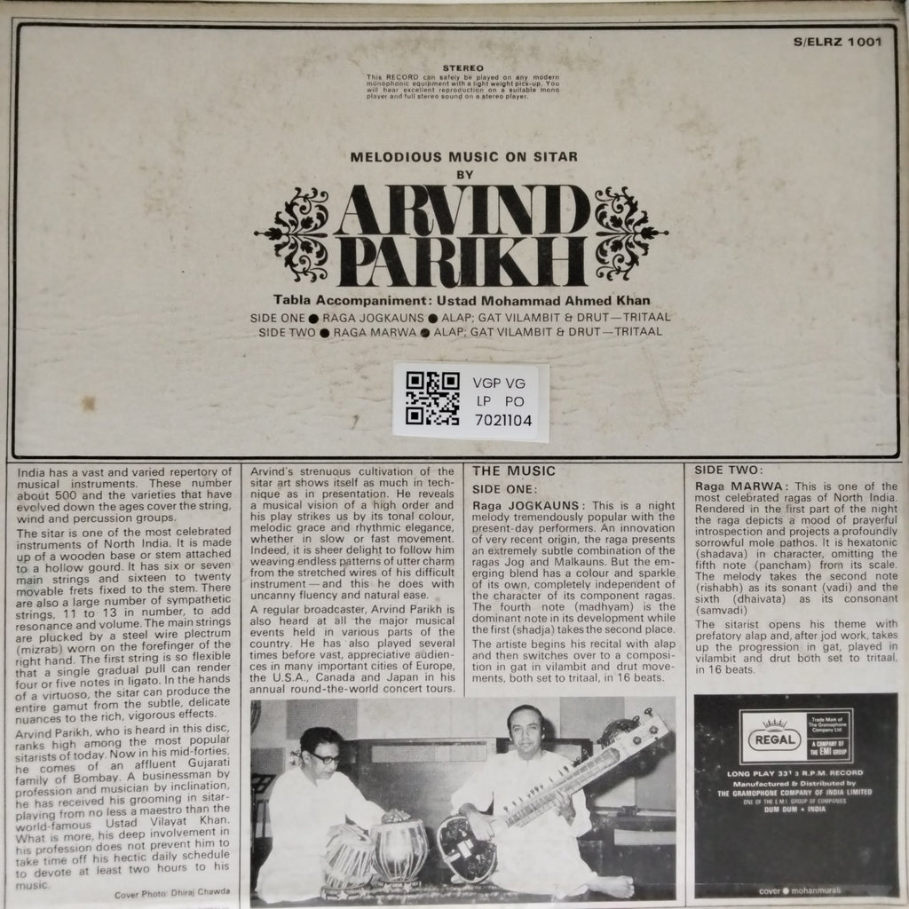 Arvind Parikh - Melodious Music on Sitar (Vinyl)