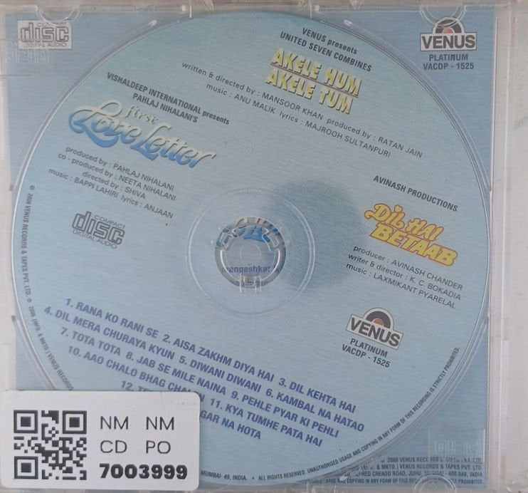 Anu Malik, Bappi Lahiri, Laxmikant Pyarelal - Akele Hum Akele Tum / First Love Letter / Dil Hai Betaab (CD)