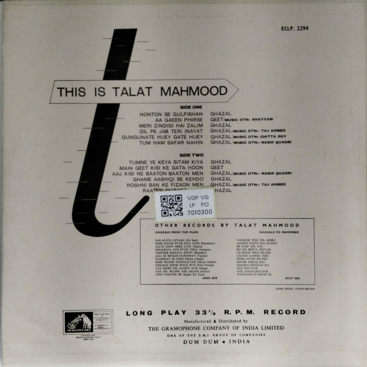 Talat Mahmood - This is Talat Mahmood (Vinyl)