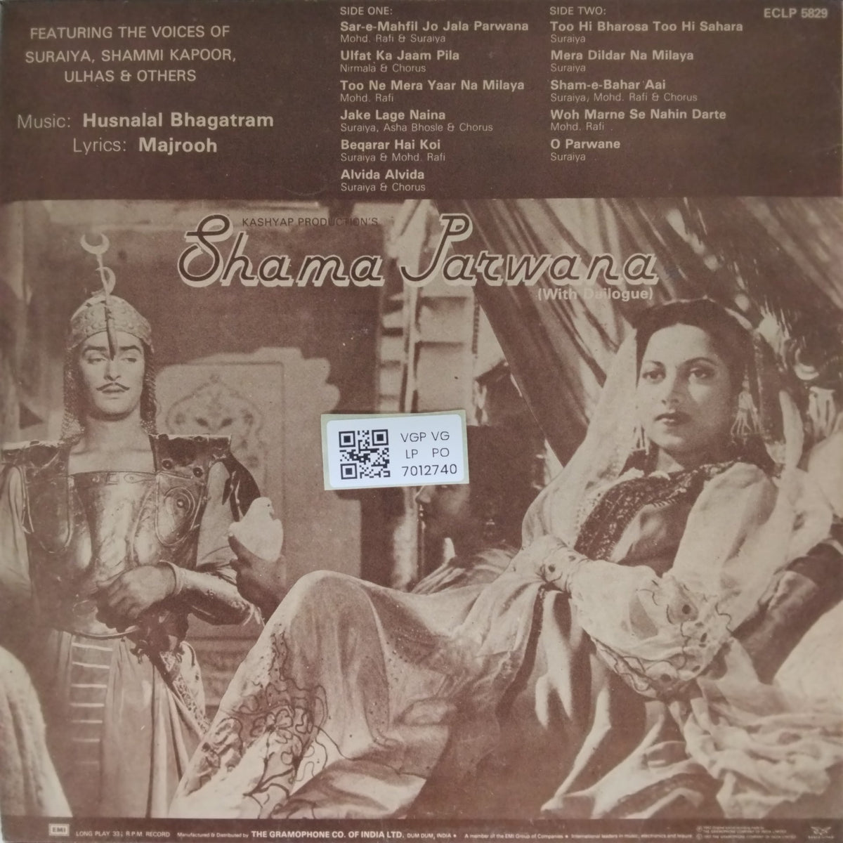 Husnalal Bhagatram - Shama Parwana (Vinyl)