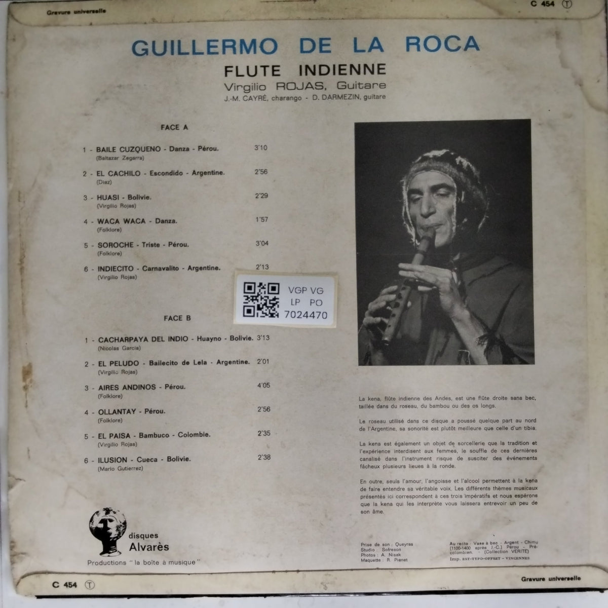 Guillermo De La Roca - Flute Indienne (Vinyl)