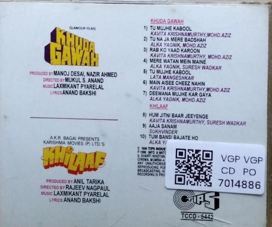 Laxmikant Pyarelal - Khuda Gawah / Khilaaf (CD)