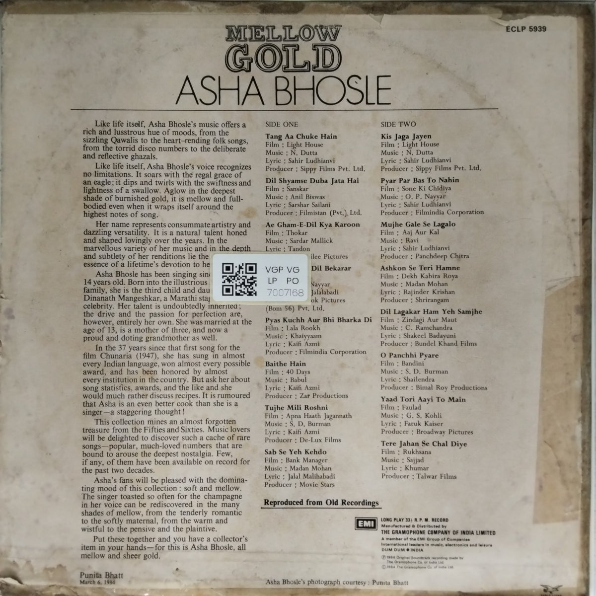 Asha Bhosle - Mellow Gold (Vinyl)