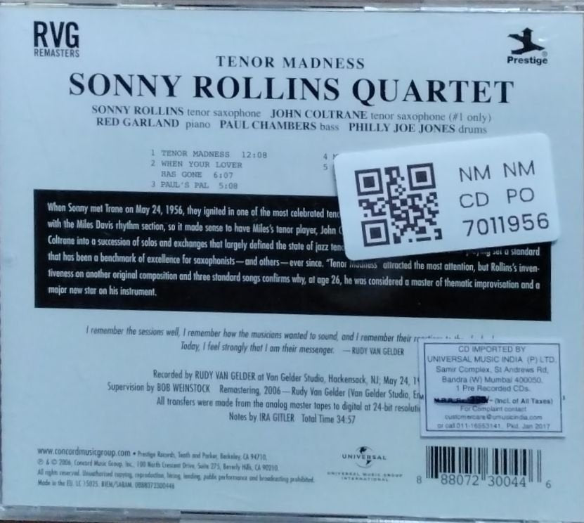 Sonny Rollins Quartet - Tenor Madness (CD)
