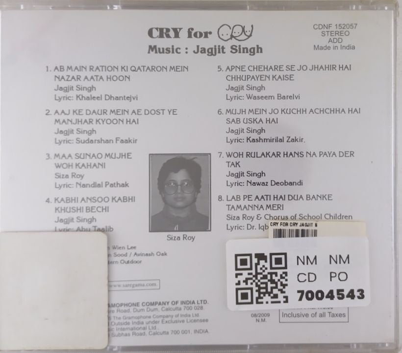 Jagjit Singh - Cry for Cry (CD)