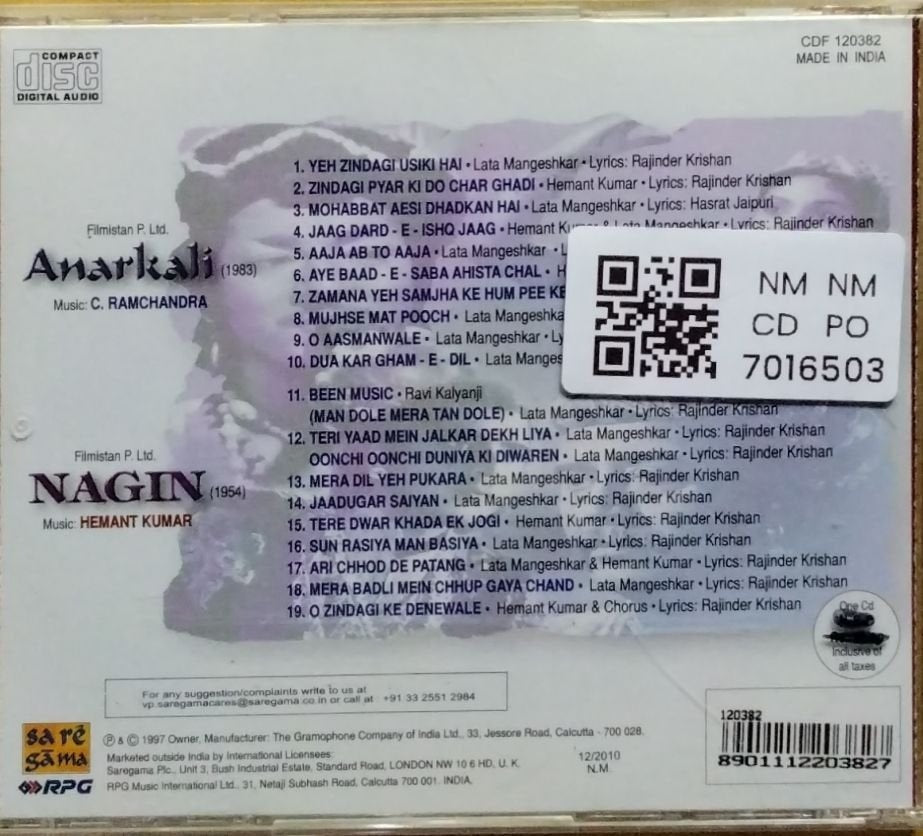 C. Ramchandra, Hemant Kumar - Anarkali / Nagin (CD)