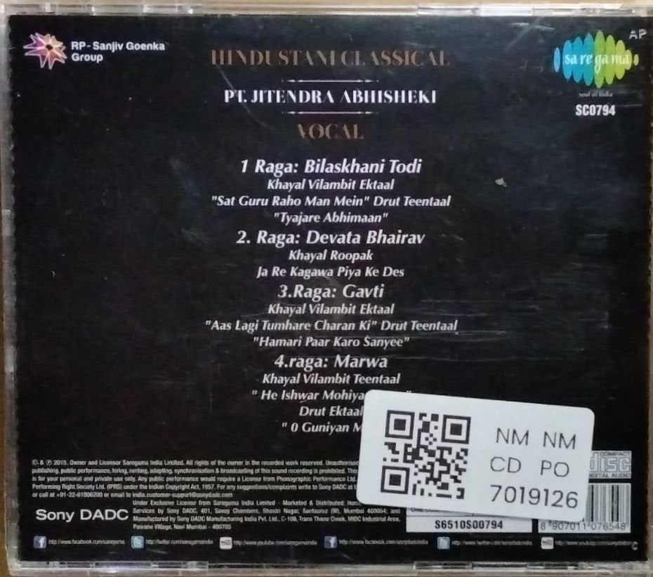 Pt. Jitendra Abhisheki - Musical Genius Hindustani Classical (CD)