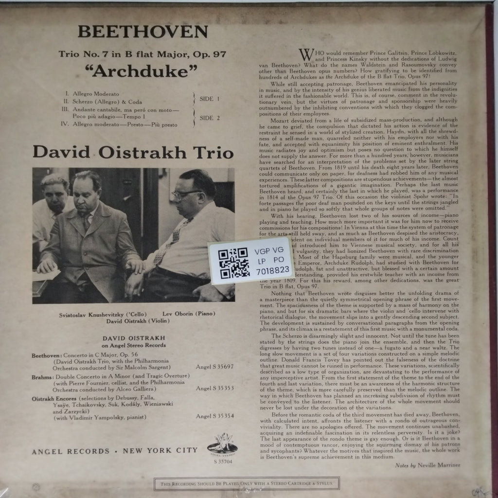 David Oistrakh Trio - Archduke Trio Op.97 (Vinyl)
