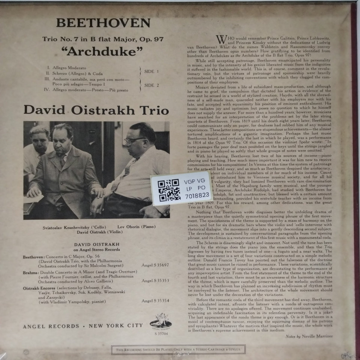 David Oistrakh Trio - Archduke Trio Op.97 (Vinyl)