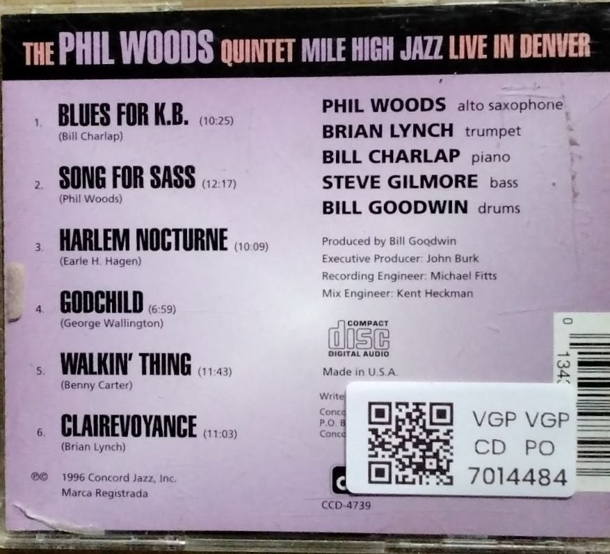 Phil Woods Quintet - Mile High Jazz Live in Denver (CD)