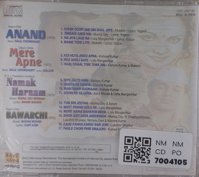 Salil Chowdhury, Rahul Dev Burman, Madan Mohan - Anand / Mere Apne / Namak Haraam / Bawarchi (CD)