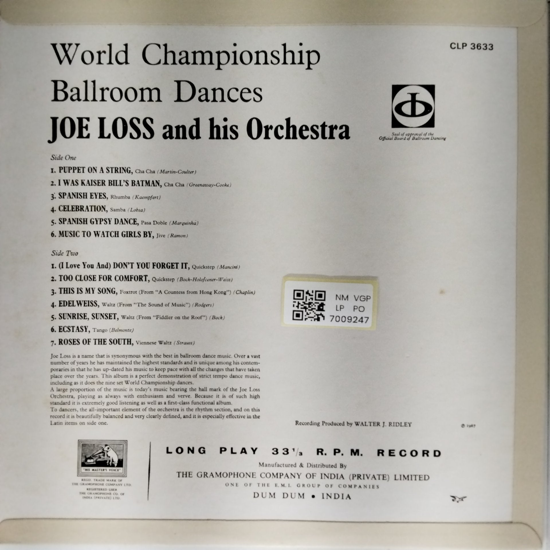 Joe Loss - World Championship Ballroom Dances (Vinyl)