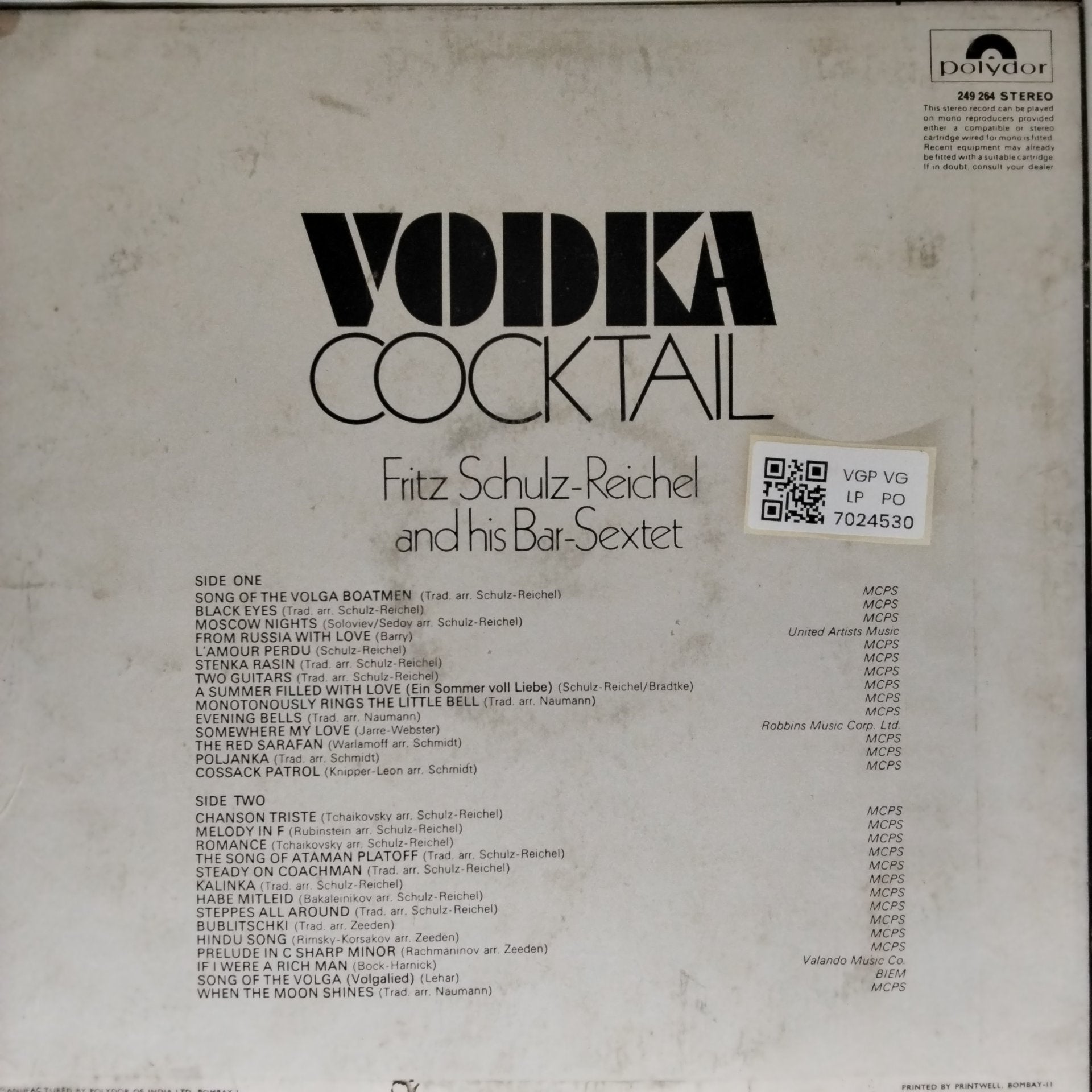 Fritz Schulz-Reichel and his Bar-Sextet - Vodka Cocktail (Vinyl)