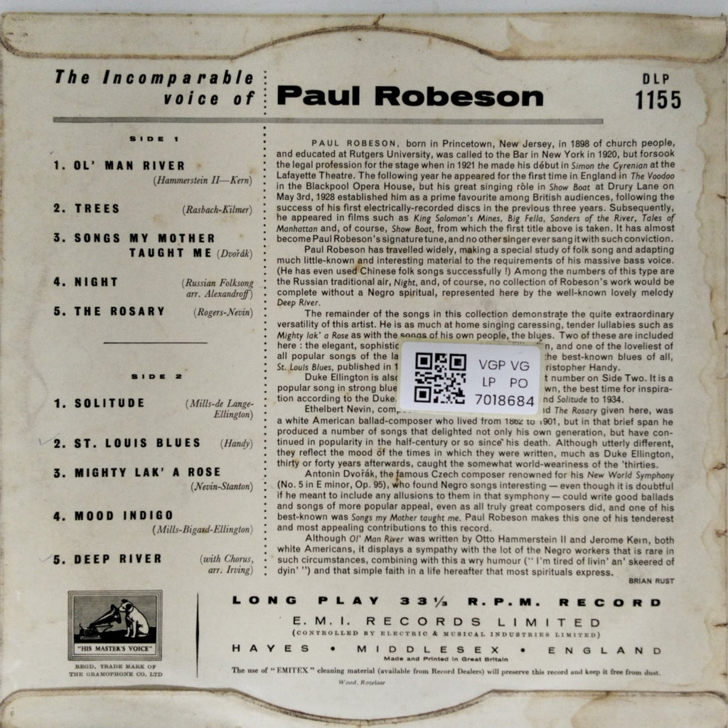 Paul Robeson - The Incomparable Voice of Paul Robeson (Vinyl)