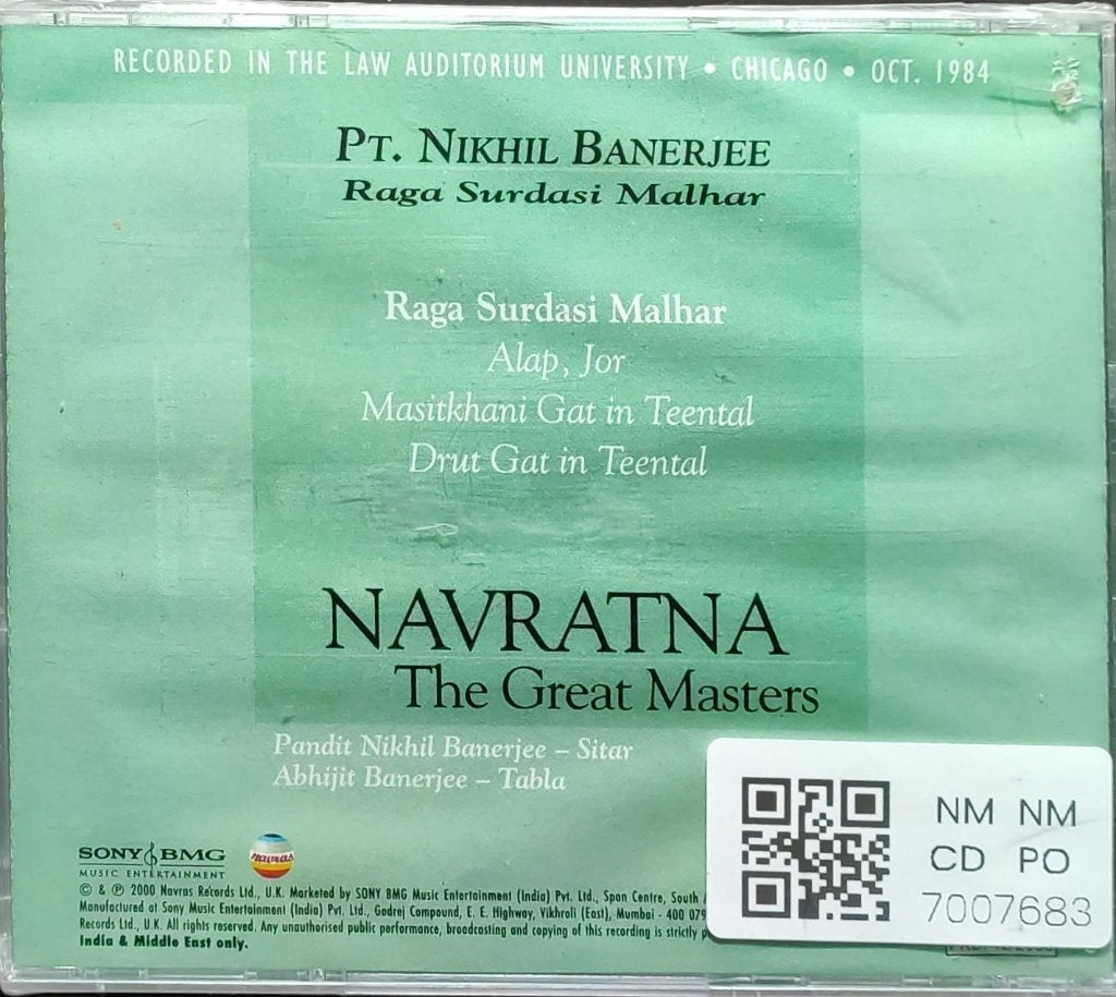 Pandit Nikhil Banerjee - Navratna The Great Masters (CD)
