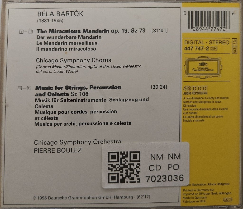Chicago Symphony Orchestra, Pierre Boulez - The Miraculous Mandarin: Music for Strings, Percussion and Celesta (CD)