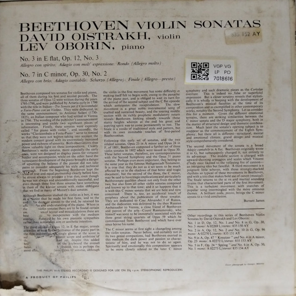 David Oistrakh, Lev Oborin - Beethoven Violin Sonatas (Vinyl)