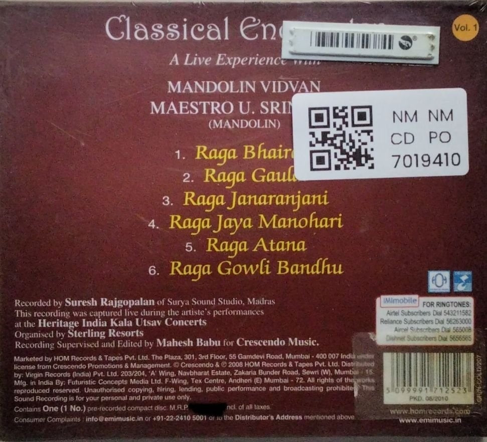 Maestro U. Srinivas - Classical Encounter (CD)