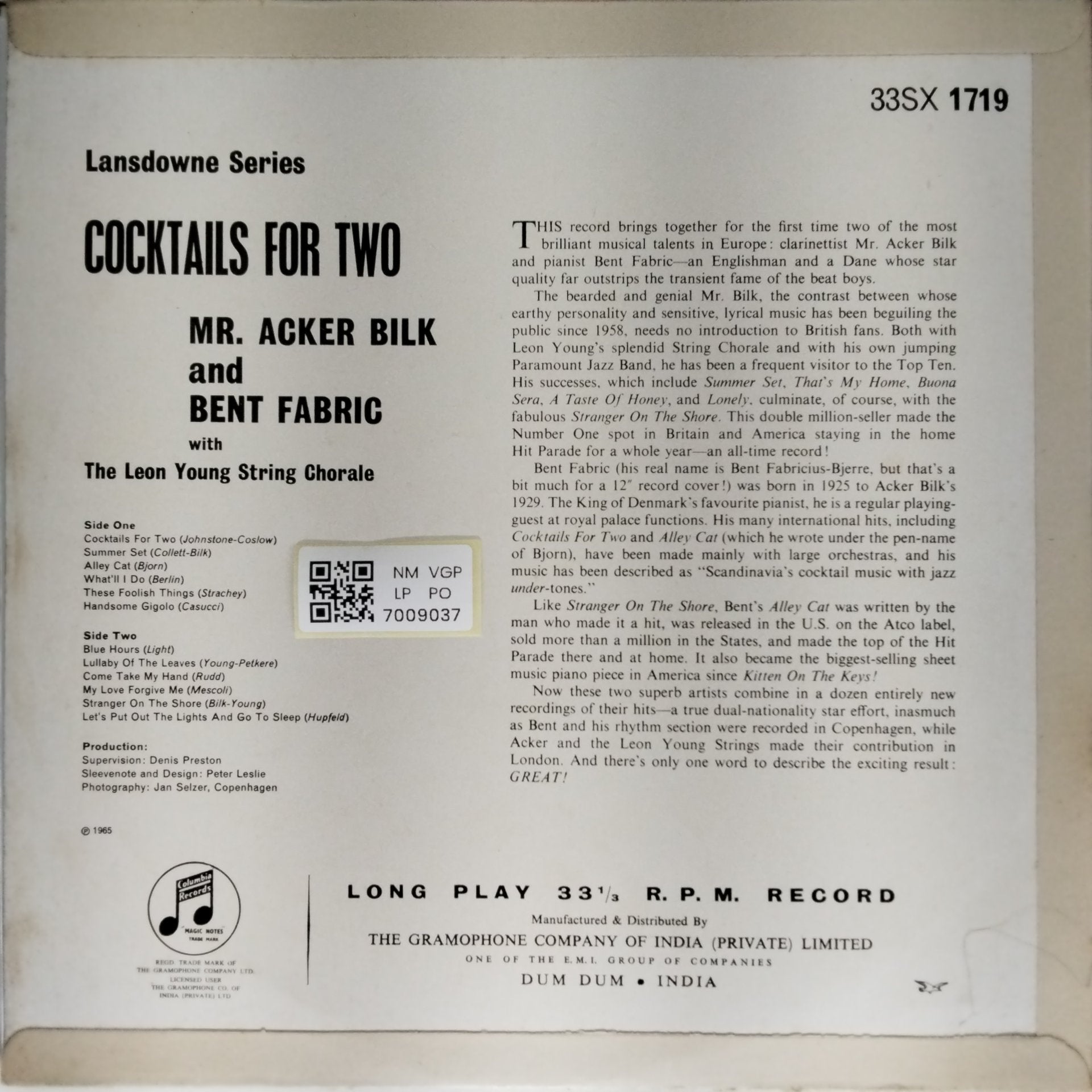 Acker Bilk, Bent Fabric - Cocktails for Two (Vinyl)