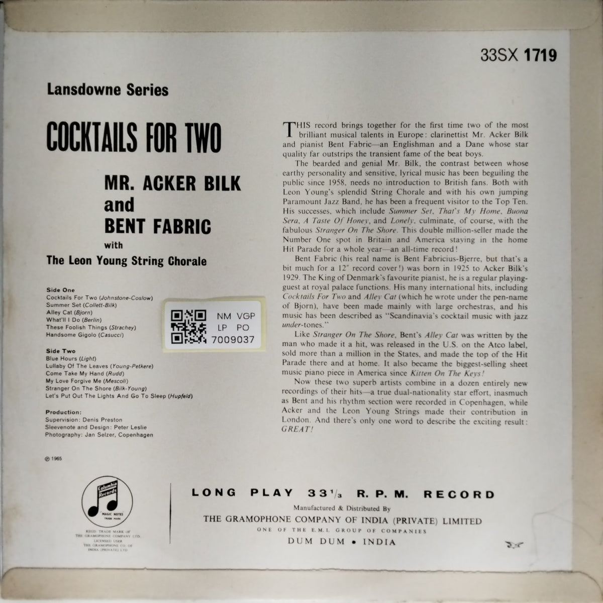 Acker Bilk, Bent Fabric - Cocktails for Two (Vinyl)