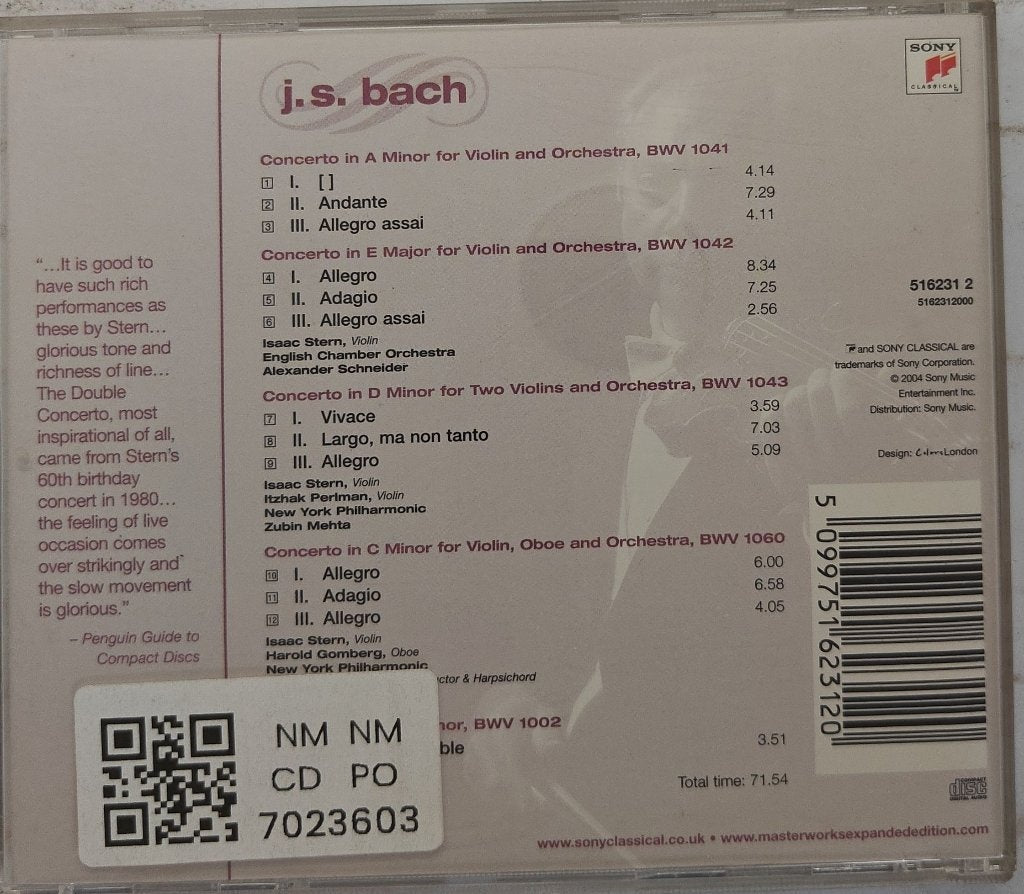 Isaac Stern, Itzhak Perlman, Harold Gomberg - Violin Concertos - Double Concerto - Concerto for Violin and Oboe (CD)