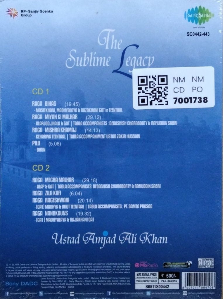 Ustad Amjad Ali Khan - The Sublime Legacy (CD) (2)