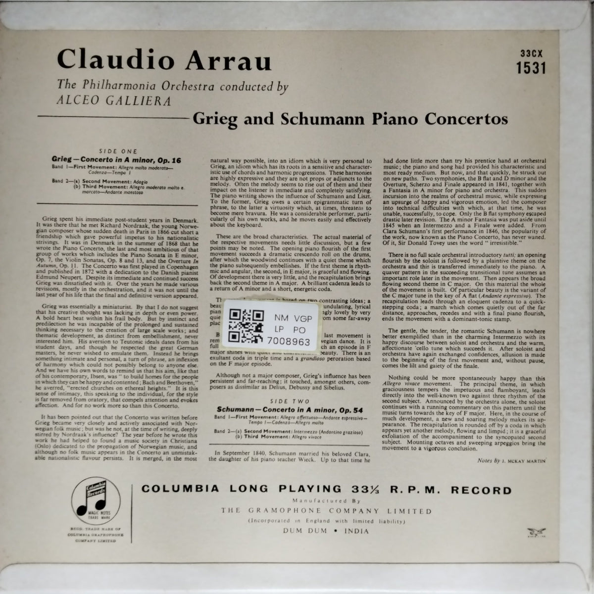 Claudio Arrau, Philharmonia Orchestra, Alceo Galliera - Grieg & Schumann Piano Concertos (Vinyl)