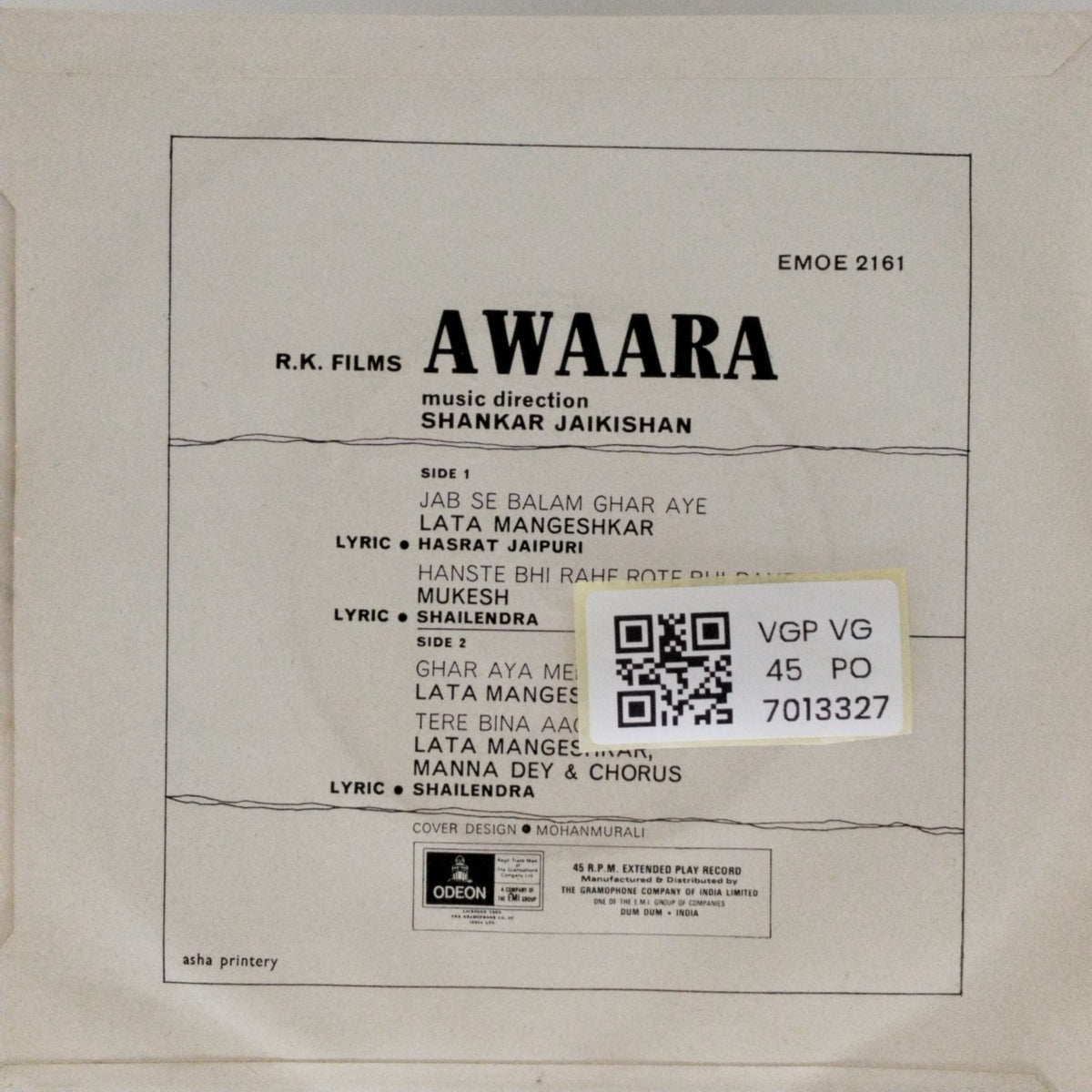 Shankar Jaikishan - Awaara (45-RPM)